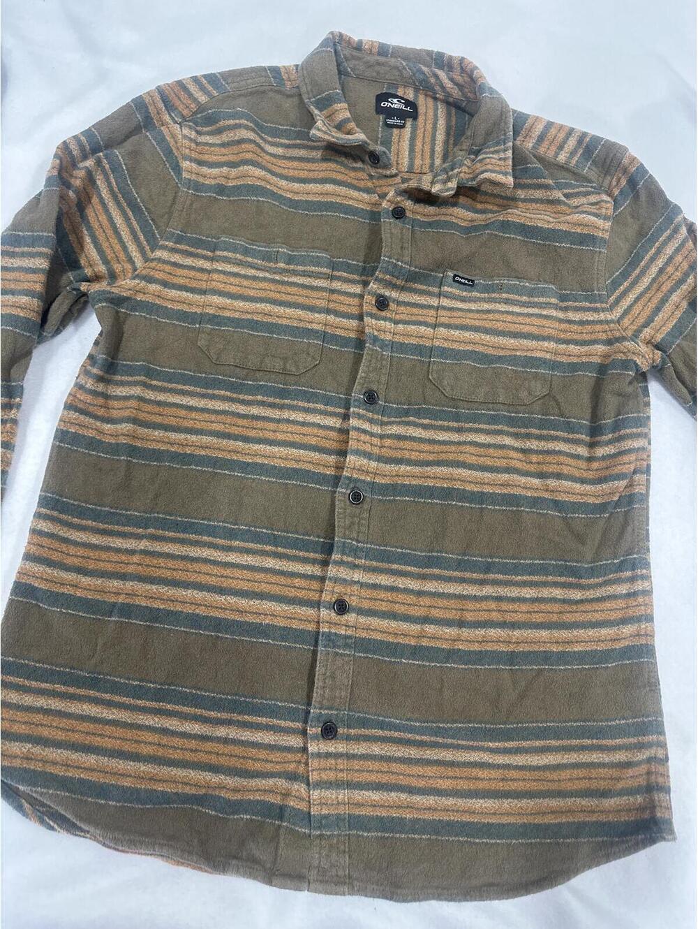 O'Neill Standard Fit Striped Long Sleeve Button-Up Shirt Sz